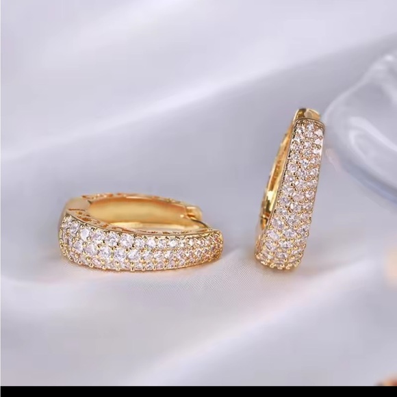 Elegant Gold and Rhinestone Hoop Earrings - Picture 4 of 4